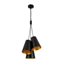 Modern 3-Light Cluster Metal Conical Shade Chandelier