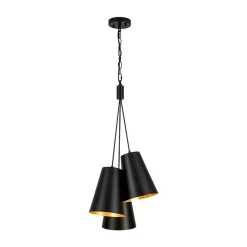 Modern 3-Light Cluster Metal Conical Shade Chandelier