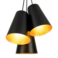 Modern 3-Light Cluster Metal Conical Shade Chandelier