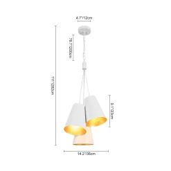 Modern 3-Light Cluster Metal Conical Shade Chandelier