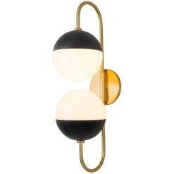 Modern 2-Light Double Goose Arm Globe Wall Sconce