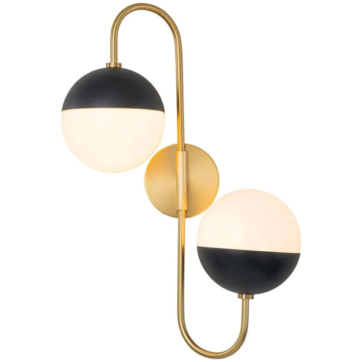 Modern 2-Light Double Goose Arm Globe Wall Sconce
