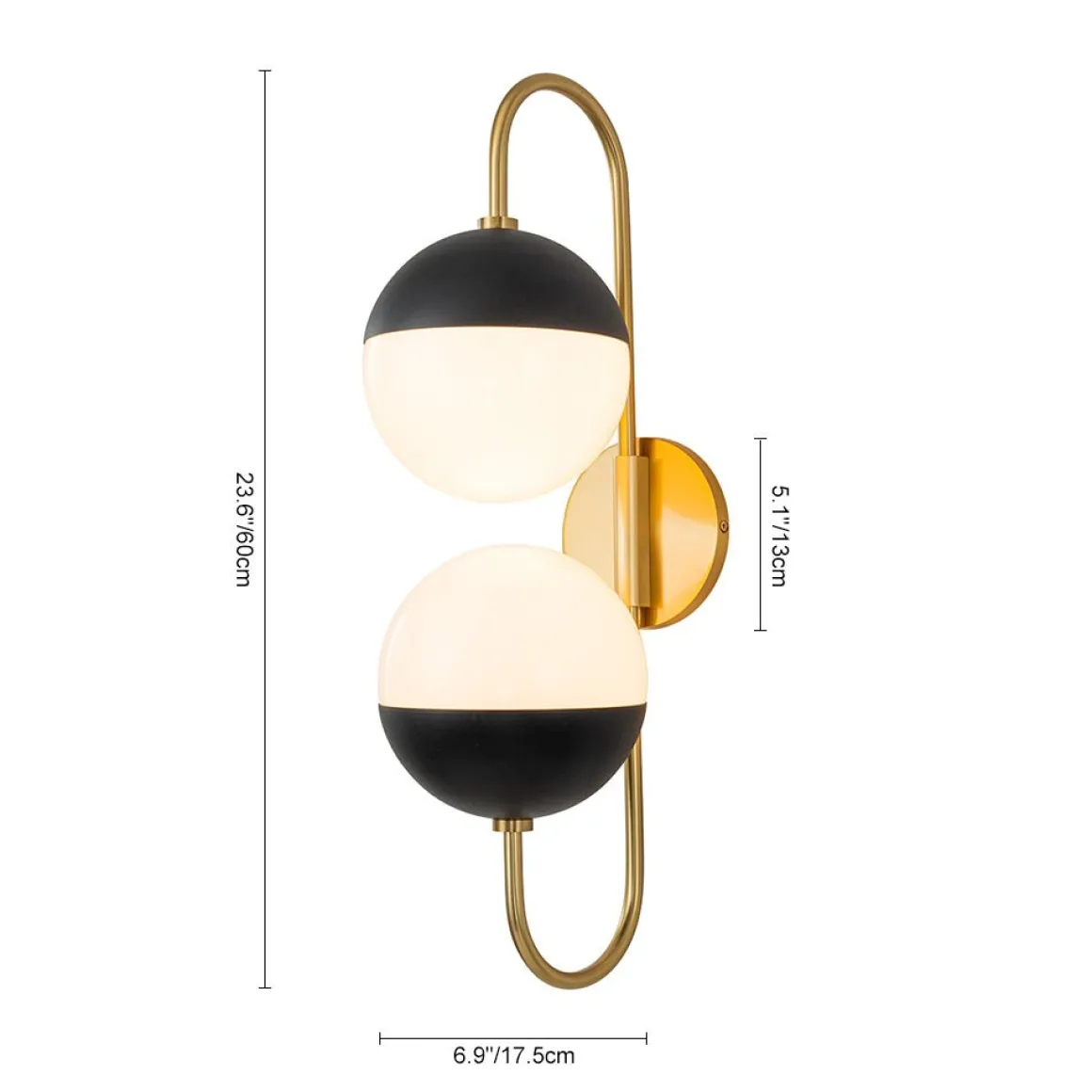 Modern 2-Light Double Goose Arm Globe Wall Sconce