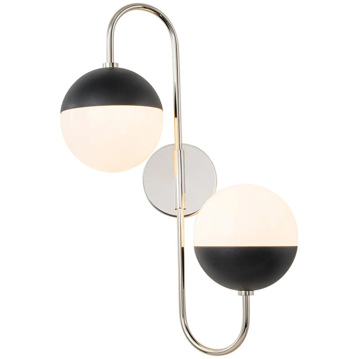 Modern 2-Light Double Goose Arm Globe Wall Sconce