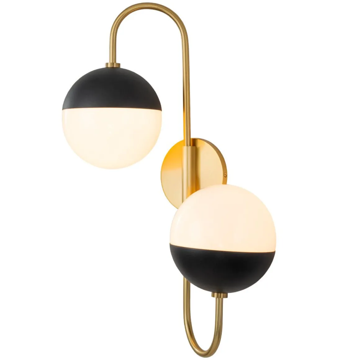 Modern 2-Light Double Goose Arm Globe Wall Sconce