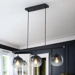 Modern 3-Light Gradual Smoked Glass Globe Island Chandelier