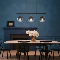 Modern 3-Light Gradual Smoked Glass Globe Island Chandelier