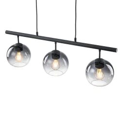 Modern 3-Light Gradual Smoked Glass Globe Island Chandelier