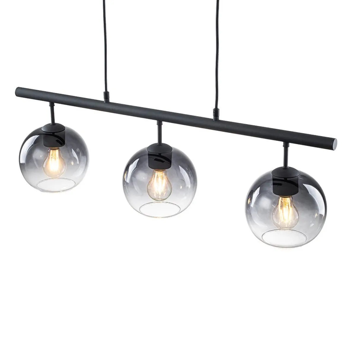 Modern 3-Light Gradual Smoked Glass Globe Island Chandelier