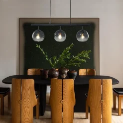 Modern 3-Light Gradual Smoked Glass Globe Island Chandelier