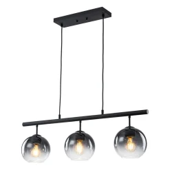 Modern 3-Light Gradual Smoked Glass Globe Island Chandelier