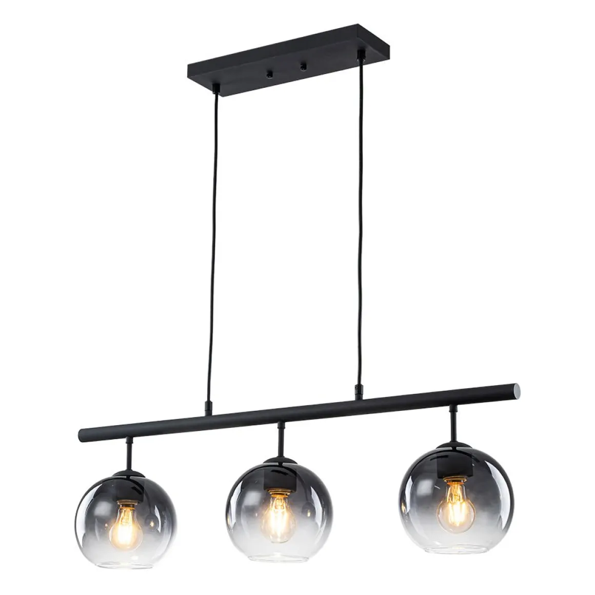 Modern 3-Light Gradual Smoked Glass Globe Island Chandelier