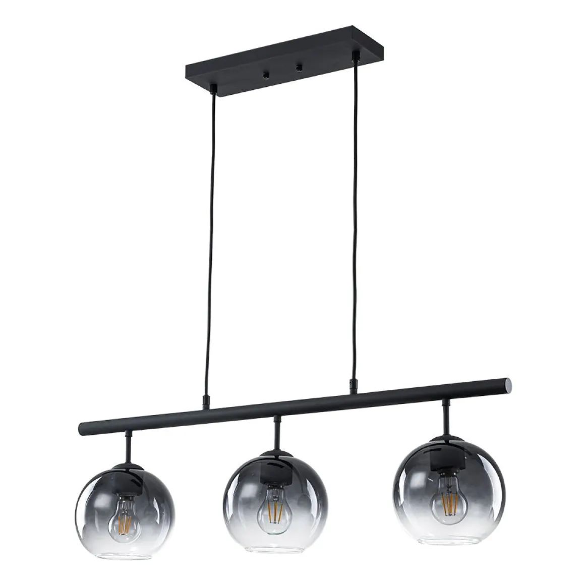 Modern 3-Light Gradual Smoked Glass Globe Island Chandelier