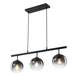 Modern 3-Light Gradual Smoked Glass Globe Island Chandelier
