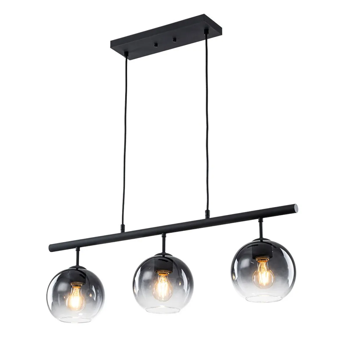 Modern 3-Light Gradual Smoked Glass Globe Island Chandelier