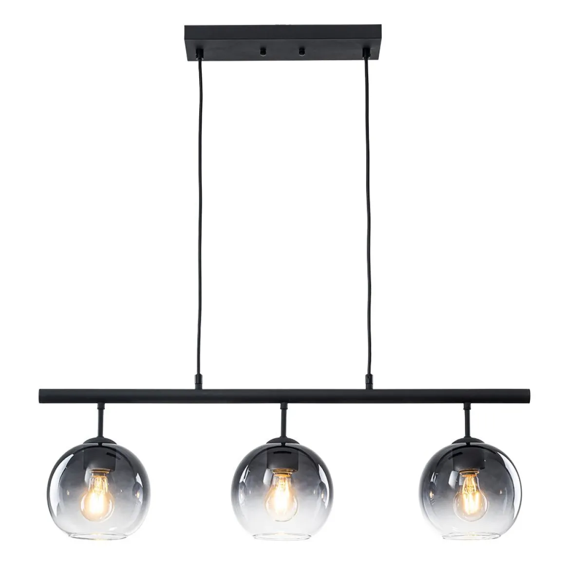 Modern 3-Light Gradual Smoked Glass Globe Island Chandelier