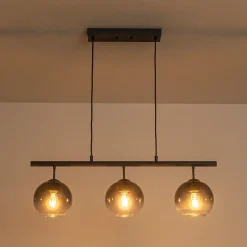 Modern 3-Light Gradual Smoked Glass Globe Island Chandelier