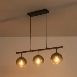 Modern 3-Light Gradual Smoked Glass Globe Island Chandelier