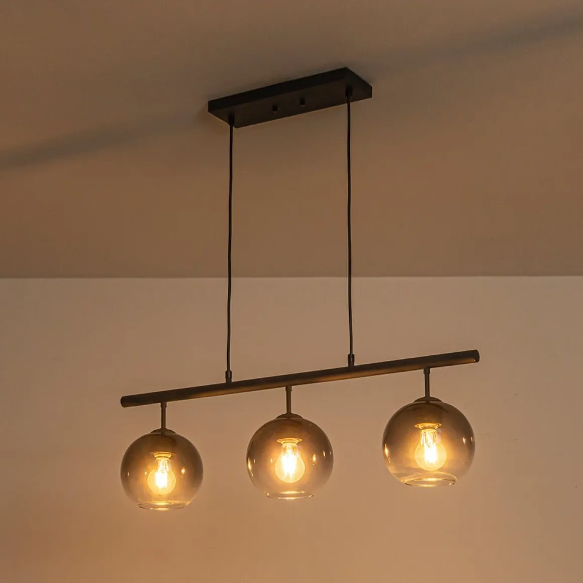 Modern 3-Light Gradual Smoked Glass Globe Island Chandelier