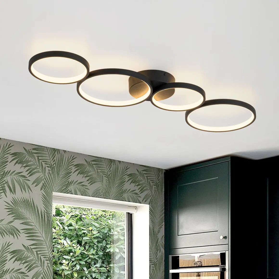 Modern 4-Light Halo Dimmable LED Semi Flush Mount