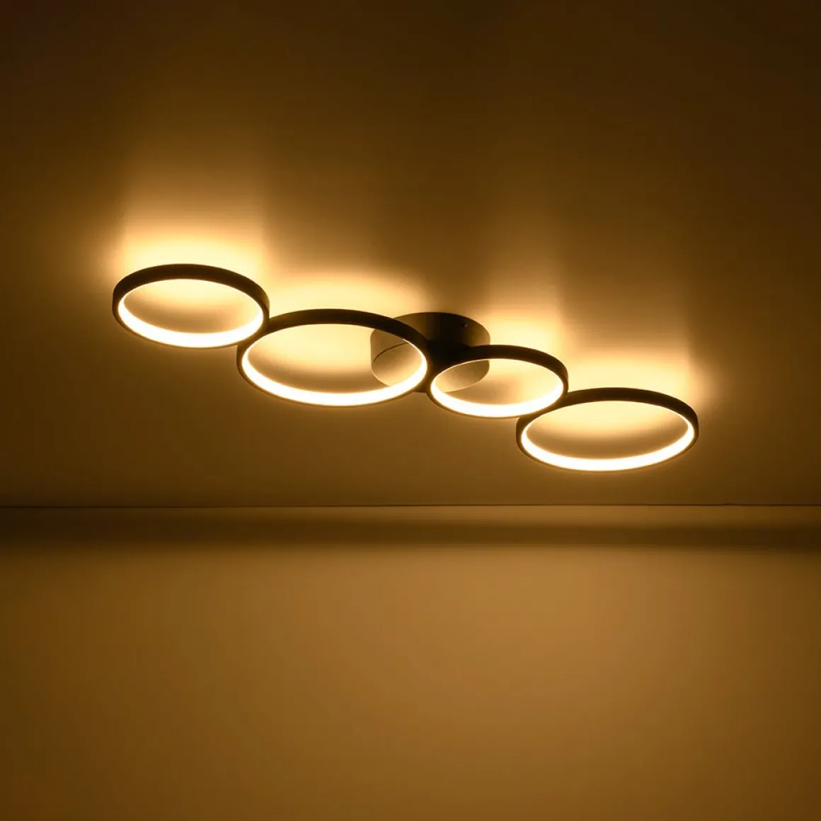 Modern 4-Light Halo Dimmable LED Semi Flush Mount