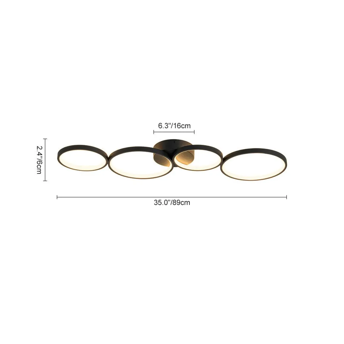 Modern 4-Light Halo Dimmable LED Semi Flush Mount