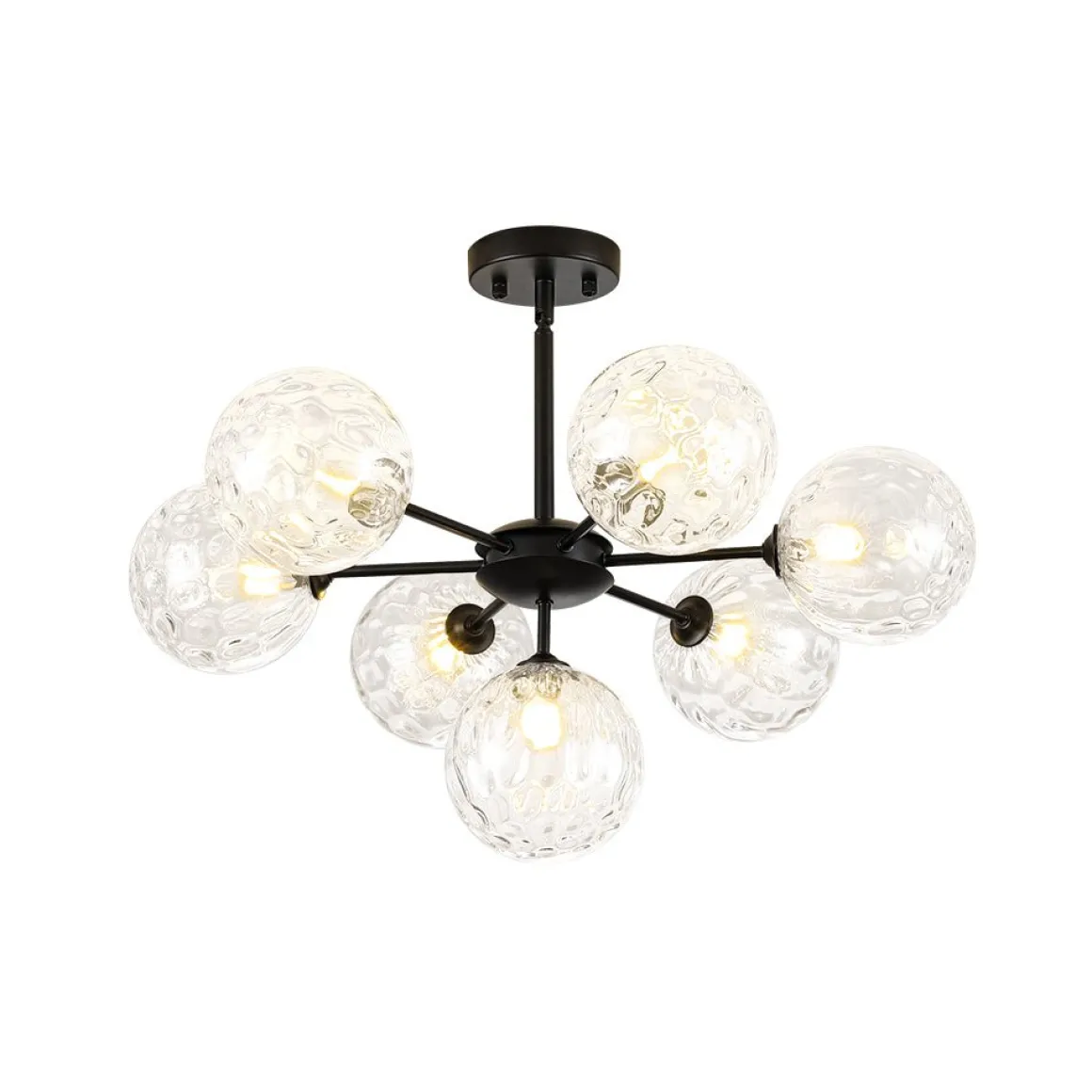Modern 7-light Hammered Glass Globe Tier Sputnik Chandelier