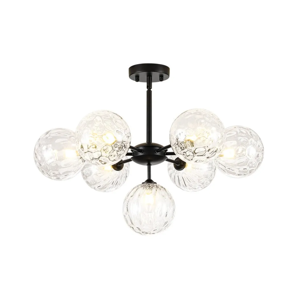 Modern 7-light Hammered Glass Globe Tier Sputnik Chandelier