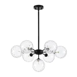 Modern 7-light Hammered Glass Globe Tier Sputnik Chandelier