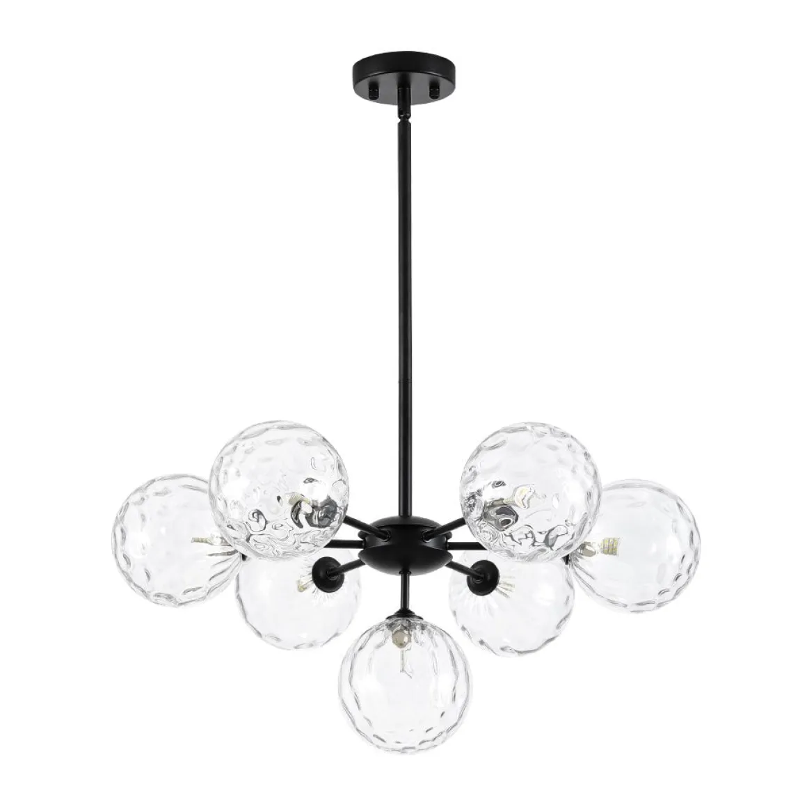 Modern 7-light Hammered Glass Globe Tier Sputnik Chandelier