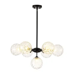 Modern 7-light Hammered Glass Globe Tier Sputnik Chandelier