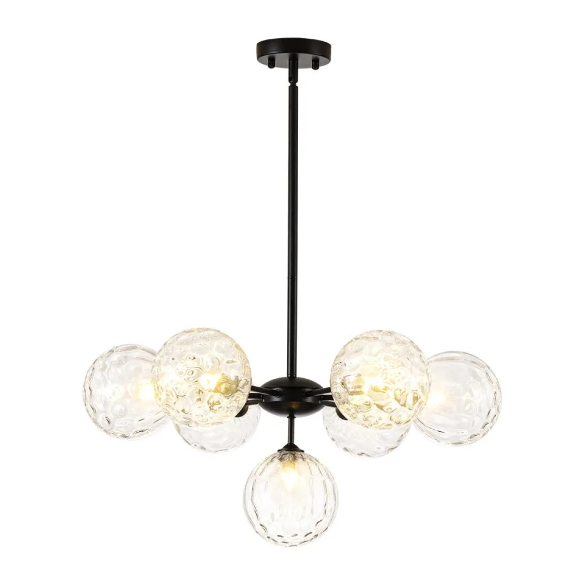 Modern 7-light Hammered Glass Globe Tier Sputnik Chandelier
