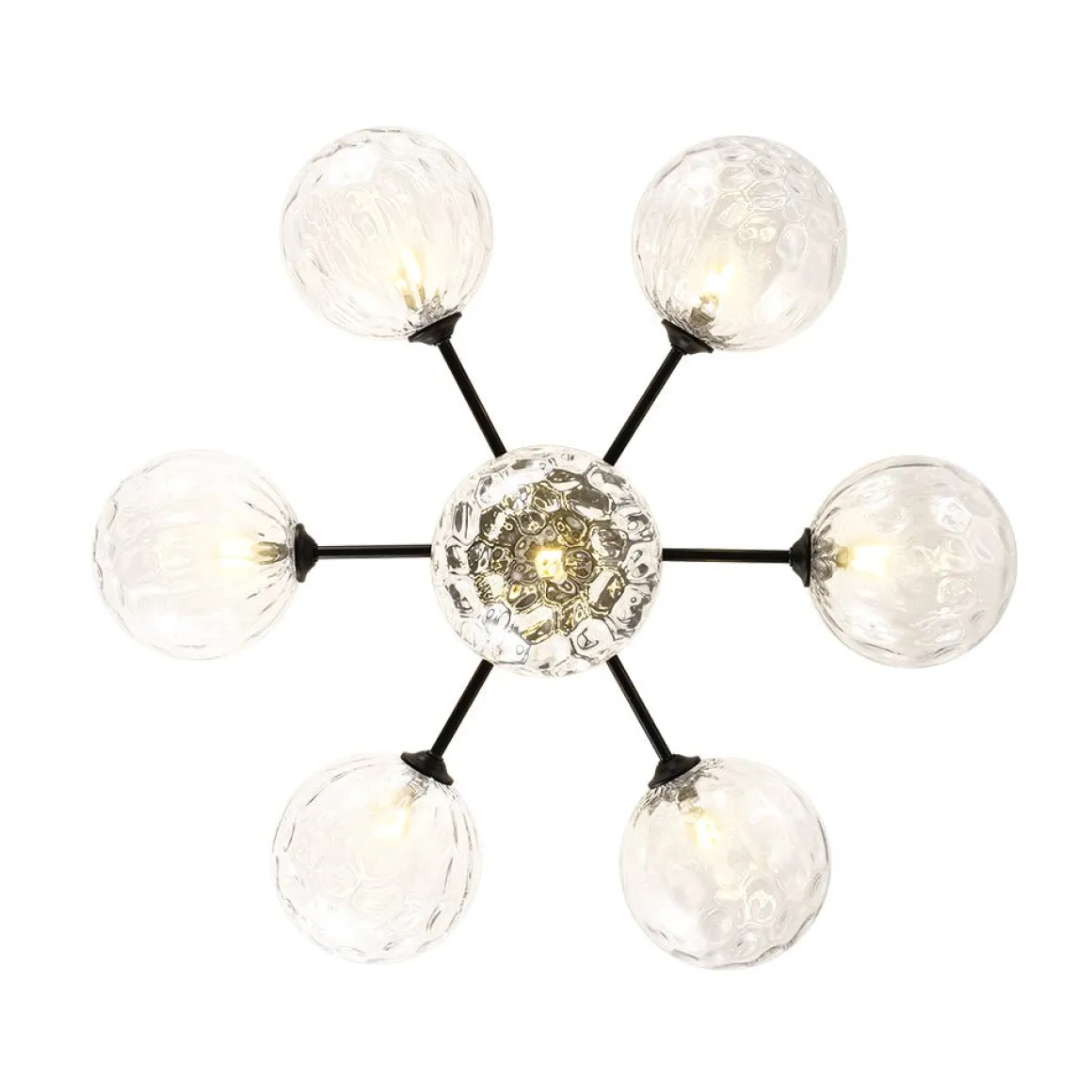 Modern 7-light Hammered Glass Globe Tier Sputnik Chandelier