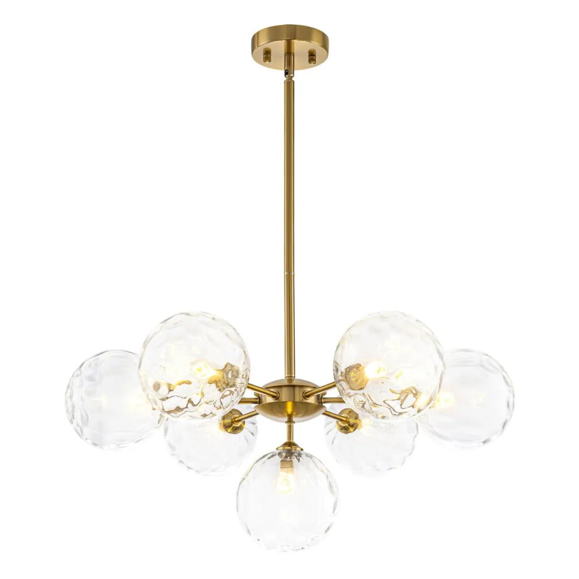 Modern 7-light Hammered Glass Globe Tier Sputnik Chandelier