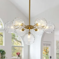 Modern 7-light Hammered Glass Globe Tier Sputnik Chandelier
