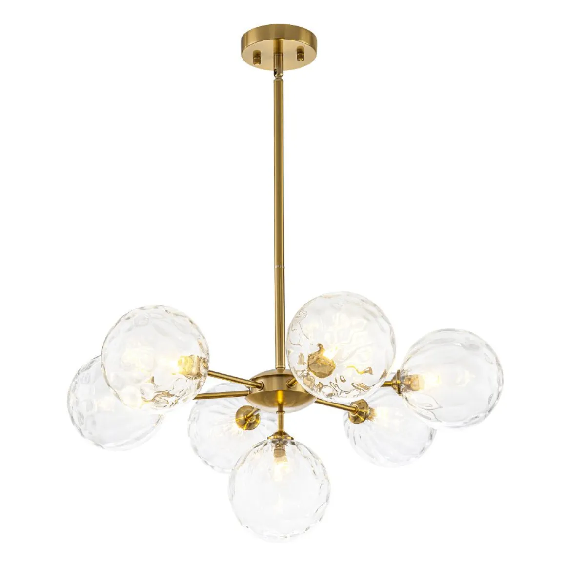 Modern 7-light Hammered Glass Globe Tier Sputnik Chandelier