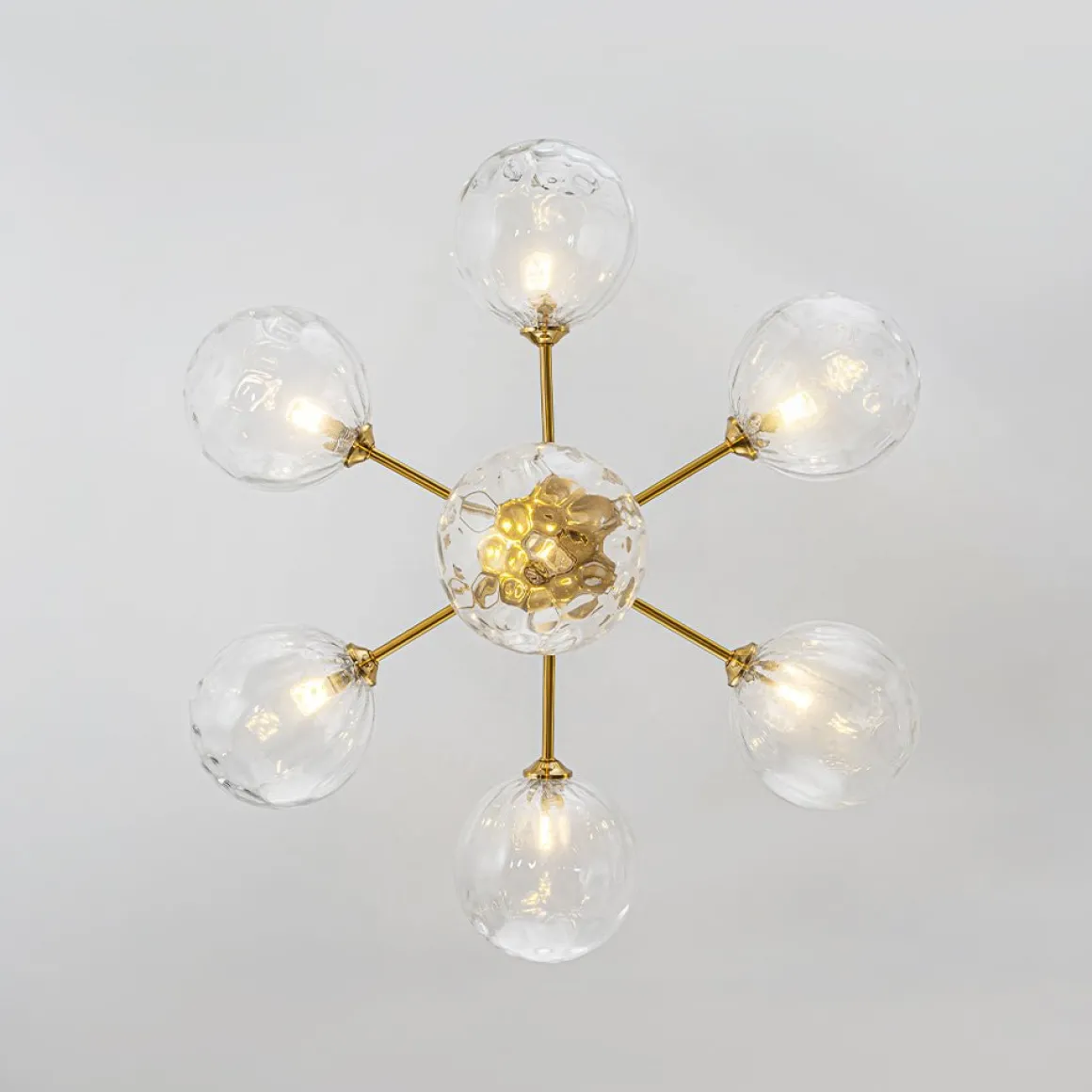Modern 7-light Hammered Glass Globe Tier Sputnik Chandelier