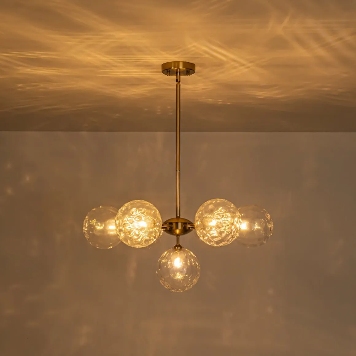 Modern 7-light Hammered Glass Globe Tier Sputnik Chandelier