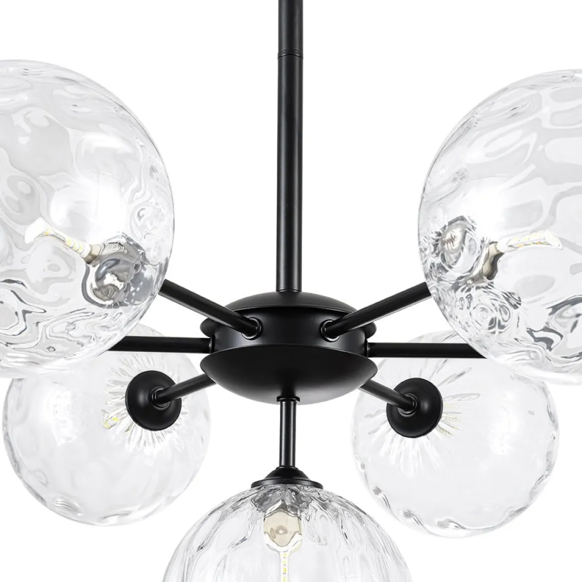 Modern 7-light Hammered Glass Globe Tier Sputnik Chandelier