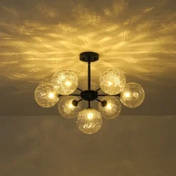 Modern 7-light Hammered Glass Globe Tier Sputnik Chandelier