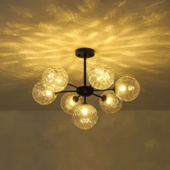 Modern 7-light Hammered Glass Globe Tier Sputnik Chandelier