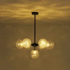 Modern 7-light Hammered Glass Globe Tier Sputnik Chandelier