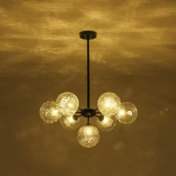 Modern 7-light Hammered Glass Globe Tier Sputnik Chandelier