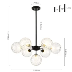 Modern 7-light Hammered Glass Globe Tier Sputnik Chandelier
