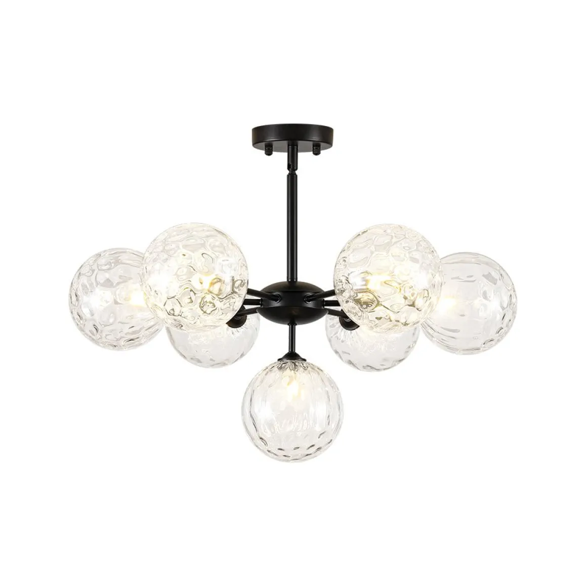 Modern 7-light Hammered Glass Globe Tier Sputnik Chandelier