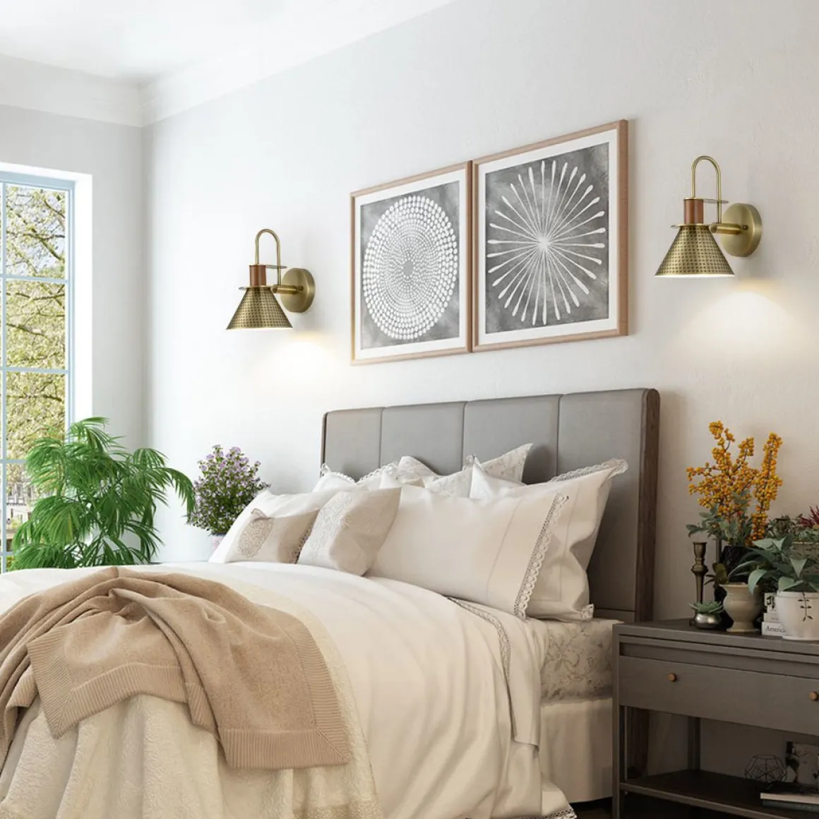 Modern 1-Light Hammered Iron Conical Wall Sconce