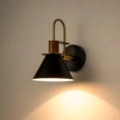 Modern 1-Light Hammered Iron Conical Wall Sconce