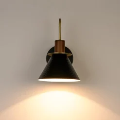 Modern 1-Light Hammered Iron Conical Wall Sconce