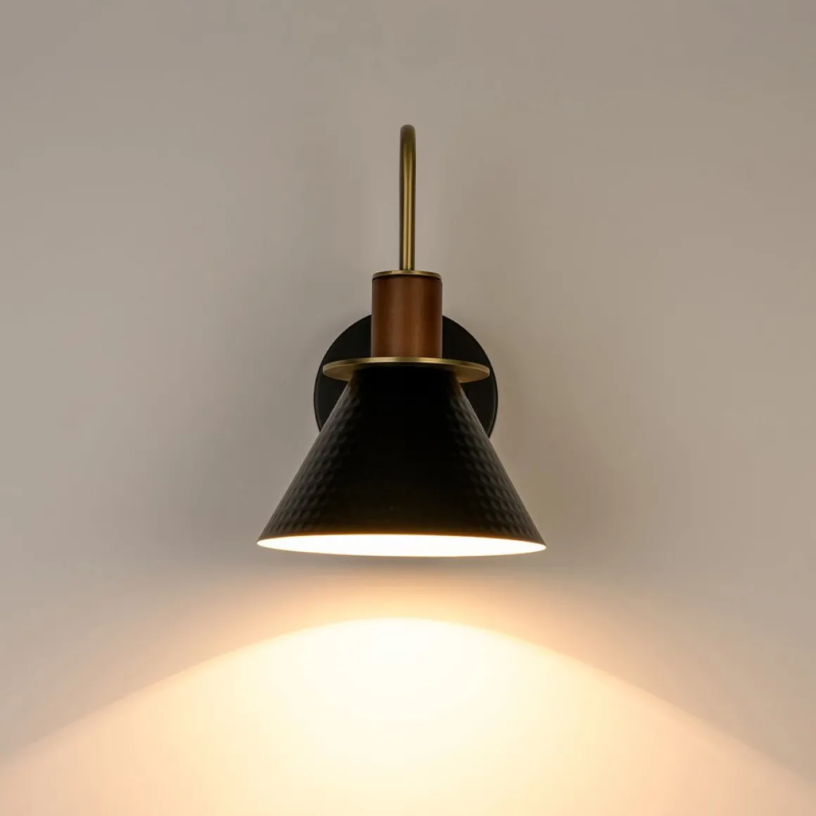 Modern 1-Light Hammered Iron Conical Wall Sconce