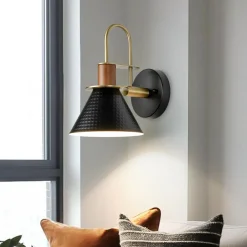 Modern 1-Light Hammered Iron Conical Wall Sconce